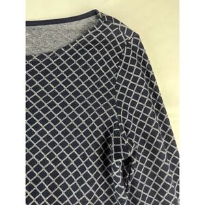 Talbots Women's Small Long Sleeve Navy Blue Diamond Peplum Top